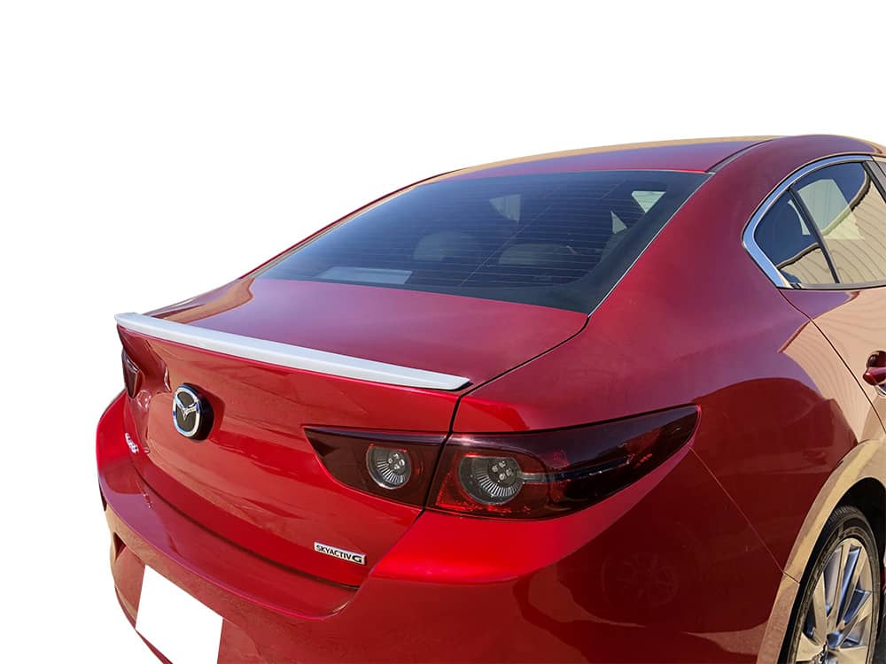 IKON MOTORSPORTS Flush Mount Trunk Spoiler – 2014-2018 Mazda 3 Sedan, Matte Black, OEM Factory Style